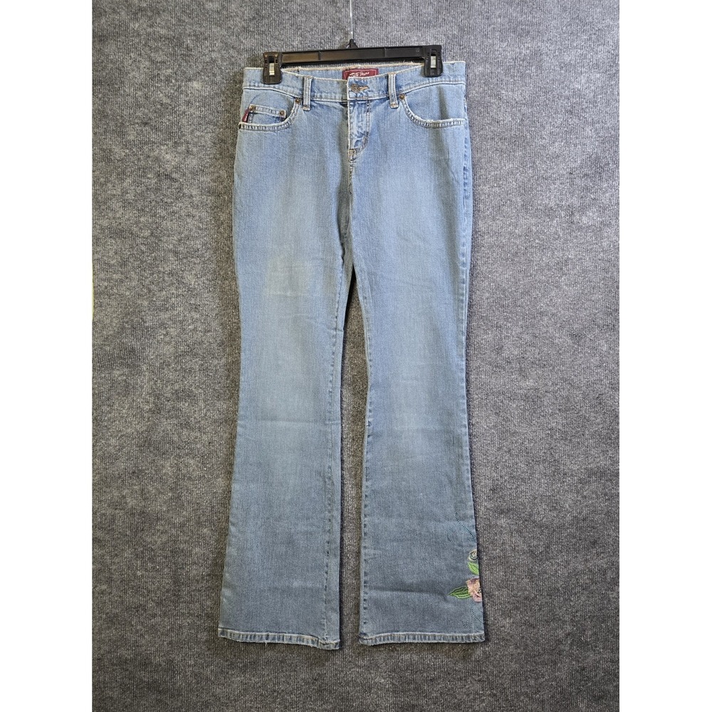 Vtg Tyte Jeans Womens Juniors 5 Blue Denim Embroidered Floral Bootcut